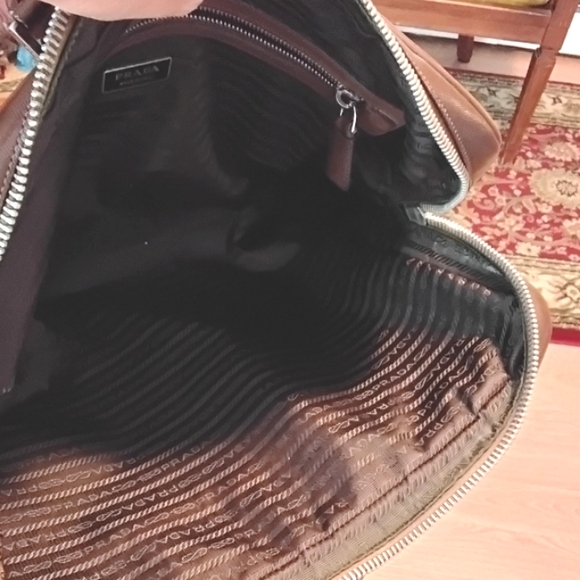 PRADA Leather Briefcase Chocolate Brown Unisex Saffiano VINTAGE - Picture 13 of 17